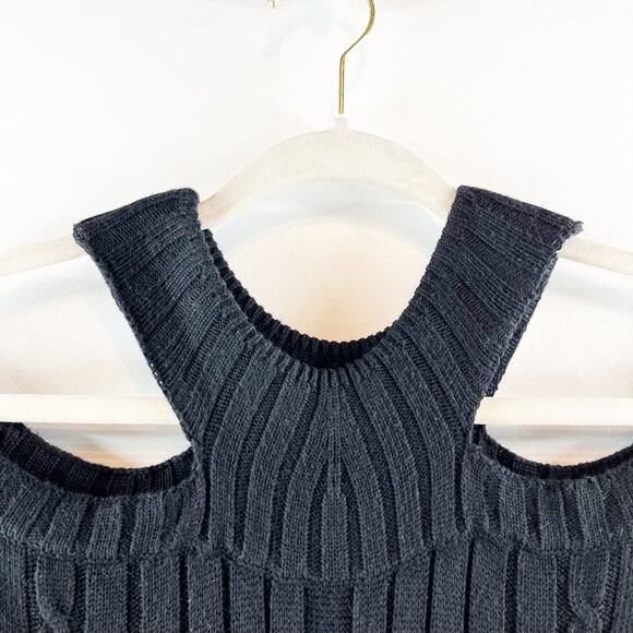 Anne Fontaine Amandine Long Sleeve Knit Dress With Shoulder Cutouts Black Small - Picture 9 of 14